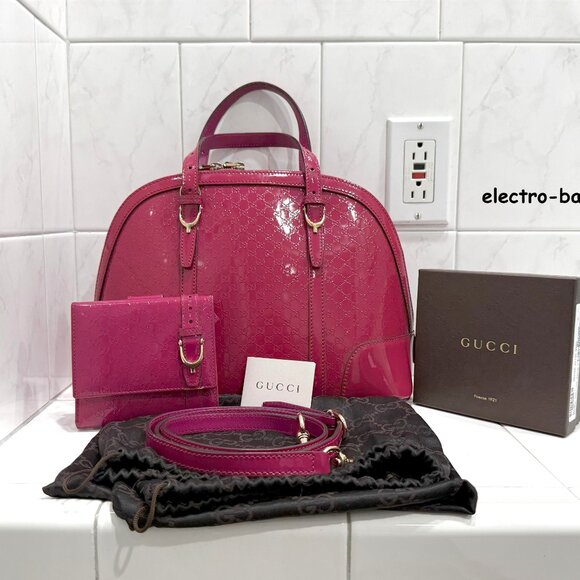 Gucci Style # 309617 Micro1Guccissima Convertible Med Dome Patent Leather - EUC! - Picture 2 of 16